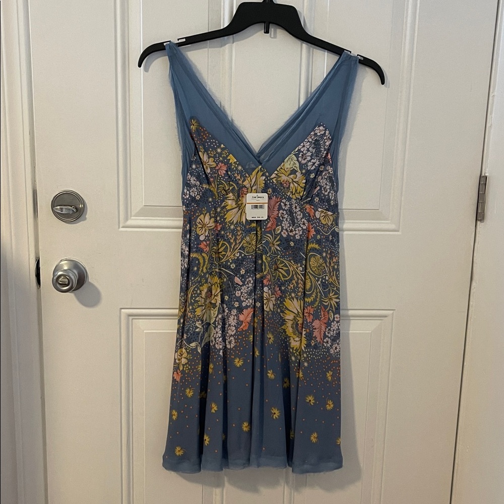Free People Floral V-Neck Mini Slip Dress - size S - Picture 2 of 10